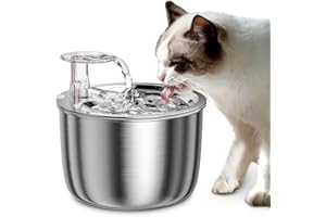 Spofan Cat Water Fountain for Drinking, 67oz/2L Stainless Steel Automatic Pet Fountain Cat Bowl, Ultra Quiet Pump Cat Water Dispenser for Cats, Dogs, Multiple Pets