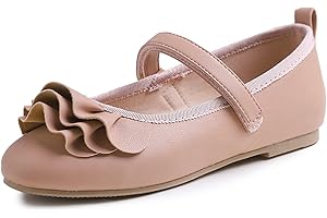 Feversole Strap Bow Girls Cute Dress,Ragazze Mary Jane Strap Scarpe Basse Ballerine da Principessa Scarpe da Scuola Piatte