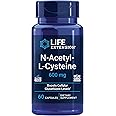 Life Extension N-Acetyl-L-Cysteine (NAC), immune, respiratory, liver health, NAC 600 mg, potent antioxidant support, free-radicals, easy to absorb, 60 capsules
