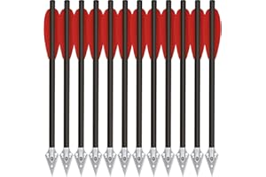 HUNTSPM 6,3" Bulloni per Balestra a Pistola in Carbonio Mini Frecce per Balestra con Punte da Caccia per 50-80lbs Pistola Balestra di Precisione Bersaglio Esercitarsi Frecce da Caccia