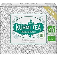 Kusmi Tee - Tropical White Bio - Weißer Tee mit Mango-Passionsgeschmack - Box mit 20 Musselin Teebeuteln - 36 g - Ideal…