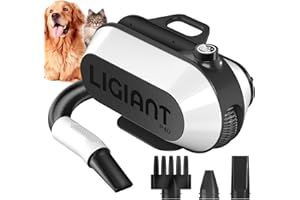 LIGIANT P40 Hundefön Blower, Ultra-Leise (40 dB Katzen-Modus), 3-in-1 Düsen, Einstellbare Geschwindigkeit & Temperatur, Negativ-Ionen-Technologie, Tragbar & All-in-One-Aufbewahrung für Hunde & Katzen