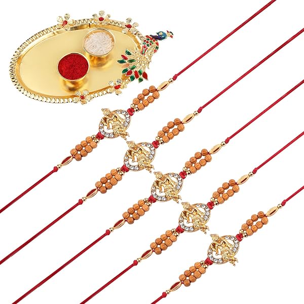 Paola Designer Rakhi Set – OM Pendant Rakhi With Pooja Thali & Card