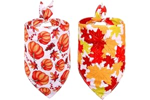 ZMUPL Dog Bandana Autumn Pet Costume Accessories, Orange Pumpkin Maple Leaves Decorations Pet Scarf Autumn Halloween Havest Festival Dog Bandana Wedding Birthday Dog Photo Props Accessories