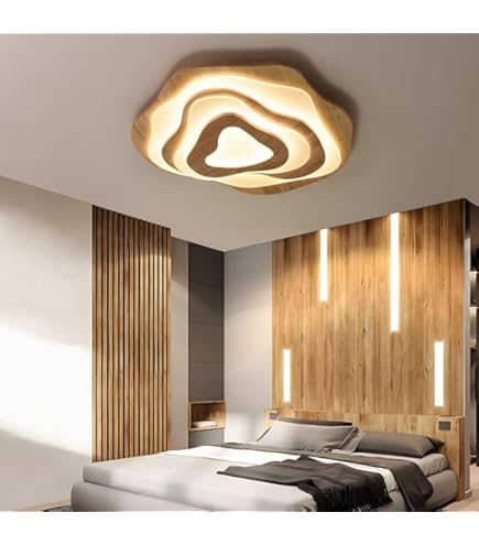 Lightbox LED Plafonnier De Style Rustique | Plafonnier à Intensité Variable Pour Le Salon Ou La Chambre à Coucher En Blanc Chaud De 3000 K, 6600 Lumens | En Aluminium/métal/bois En Noir/marron