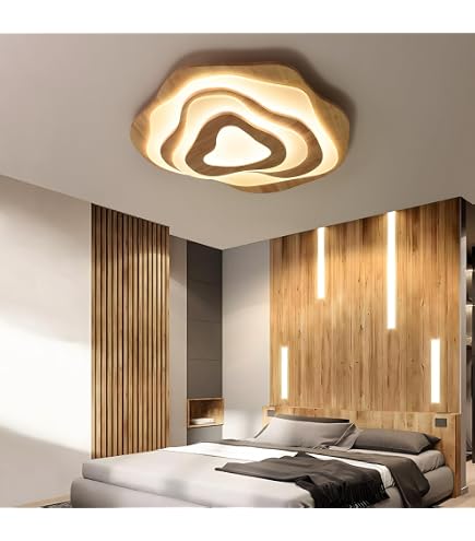 Plafonnier LED Lightbox 100x30 Cm - Lumière Blanc Chaud 3000K - 6000 Lm - Design Bois Et Métal - Variateur 3 Niveaux
