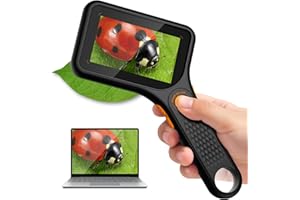 Microscopio portatile 500x per adulti/bambini, microscopio Ahalfcit con schermo IPS da 3,0 pollici con 8 luci LED regolabili, microscopio digitale ricaricabile, compatibile con PC View - Nero