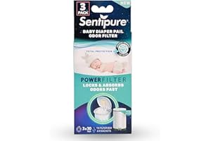 ‎SENTIPURE Sentipure Windeleimer Gerüche filter - absorbiert schlechte Gerüche, gefährliche Ammoniakgase, Ultra saugfähig, Kompatibel gängigen Windeleimer; Tommy Tip,Ubbi,Korbell,Rotho;3x Filter für 90 Tage