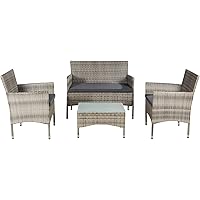 ArtLife Polyrattan Gartenmöbel-Set Fort Myers grau-meliert – Sitzgruppe mit Tisch, Sofa & 2 Stühlen - Balkonmöbel für 4…