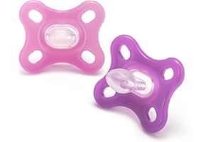 MAM Comfort Soothers | 0-3 Months | 2 Pack | Newborn Dummies | Comes in Dummy Steriliser Case | Sustainable Materials | Baby Accessories for Newborn | Pink (Various Designs)