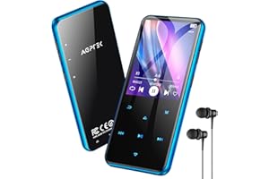 AGPTEK Lettore MP3 Bluetooth 5.3, Lettore Musicale da 64 GB in Metallo, Schermo da 2,4", Qualità Sonora HiFi, MP4 con Pulsanti Touch, Altoparlante, Radio FM, Registratore, 60 Ore di Musica - Blu