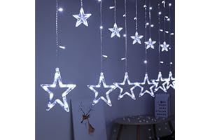 BLOOMWIN Guirnaldas Luminosas Estrellas Cortina Luces 2m x 1m 138 LED 12 Estrellas con Control Remoto 8 modos 5V USB Cadena Luces de Navidad para el Balcón, Ventana, Pared, Escaparate, Boda, Fiesta