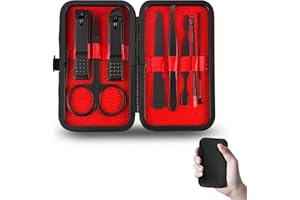 iZhuoKe 8 en 1 - Juego de cortaúñas, kit de manicura, corte de uñas profesional, corte de cutículas de acero inoxidable, pedicura con exquisita caja para viajes y para el hogar (Negro)