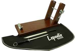 FERRETERIA LEPANTO Jamonero Modelo Reserva mas Set de corte con cuchillo Jamonero, chaira y cubre jamón negro, Soporte para Jamón y paletillas fijo realizado en madera de pino color nogal mas Antideslizante
