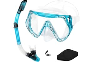 Snorkel Set Adults，Gimilife 4 In 1 Anti-Fog Diving Mask Swim Goggles and Dry Top Snorkeling Gear for Audults Snorkeling Scuba Diving Swimming