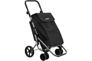 PLAY-MARKET Playmarket Go Plus Carro de la Compra Plegable de Gran Capacidad, 4 Ruedas (Black Pepper)