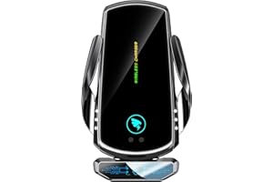 AmazeFan Wireless Car Charger 15W Qi Charger Quick Charger Touch Screen for iPhone Samsung Huawei etc. Mobile Phone Holder Car with Charging Function 360° Rotation Electromagnetic Induction Black