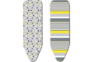 Minky Smartfit Reversible Ironing Board Cover, Reversible Design, Yellow and Grey Cover, Standard Fit to Suit All Ironing Boards,125 x 45 cm