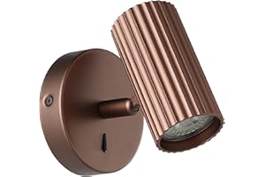 Eglo Portillo - Lampada da parete per interni, faretto orientabile camera letto, lettura in metallo colore bronzo, con attacco GU10