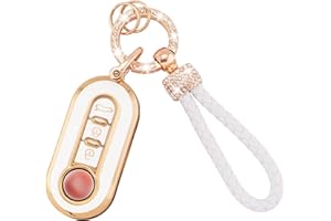 ‎KOAUDB Koaudb Autoschlüssel Hülle Cover Passt für Fiat 500 500L Brava Bravo Doblo Ducato Fiorino Punto Panda Qubo Scudo Stilo Lancia 3 Tasten Schlüsseletui TPU Schlüsselhülle mit Schlüsselanhänger (Fia)