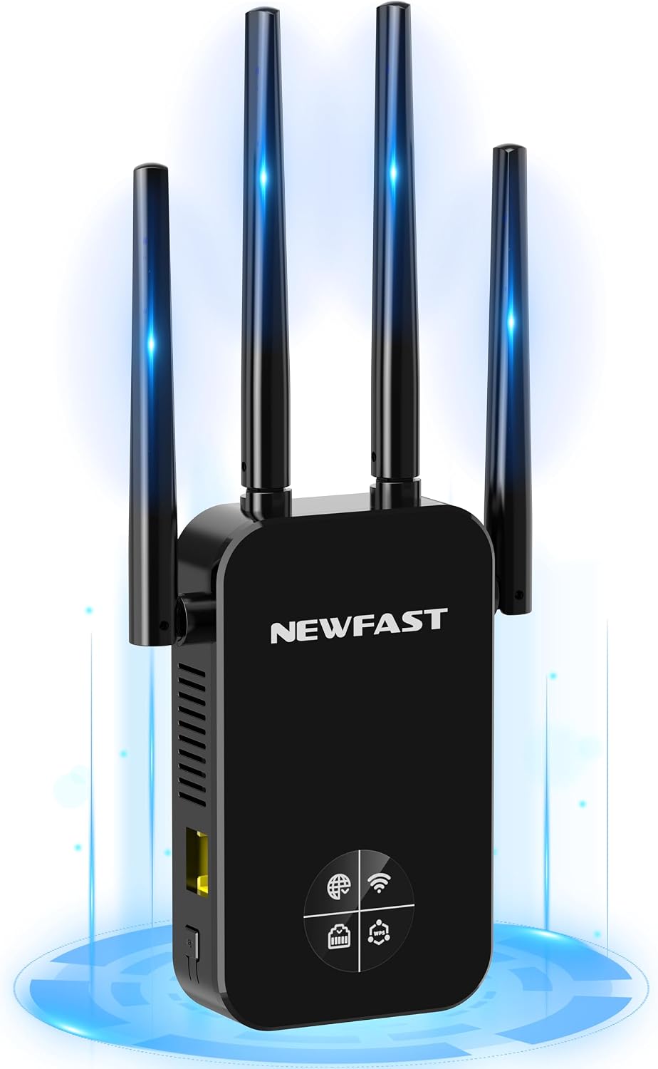 NEWFAST Repetidor WiFi Amplificador Señal WiFi 1200Mbps 5GHz Extensor Wi-Fi para Casa/Oficina, AC1200 Wi-Fi Extender Doble Banda 4X Antenas de Alta Ganancia, Puerto Ethernet, 5 Modos, WPA/WPA2