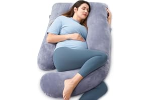 momcozy Pregnancy Pillows for Sleeping, U Shaped Full Body Maternity Pillow with Removable Cover - Support for Back, Legs, Belly, HIPS for Pregnant Women, 57 Inch Pregnancy Pillow for Women, Grey