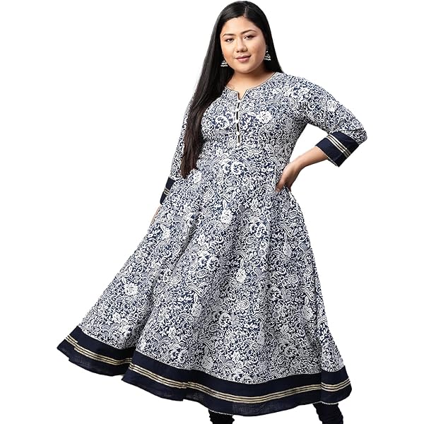 Yash Gallery Damen Tunika - Anarkali Kurta Mit Bandhej Druck