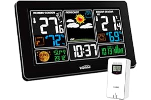 Youshiko YC9441 (Official 2025 UK Version) Wireless Weather Station, Radio Controlled Clock, Indoor Outdoor Temperature Thermometer, Humidity, Barometric Pressure, weather forecast