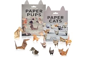 TRUKAFIE Kit de papel DIY Gatos, 100 hojas de papel 3D Gatos de papel Origami Gato/Perro/Dinosaurio Papel Regalos de Navidad para amantes de los gatos Adultos Niños Amantes de los animales (Gatos + Perros (50