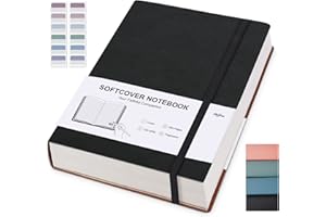 Gosirm Lined Journal Notebook - Large B5 College Ruled Notebook Thick Journal with 304 Numbered Lined Paper, 100gsm Thick Paper, for Women Men Work School, 7.6'' X 10'', Faux Leather Softcover Black