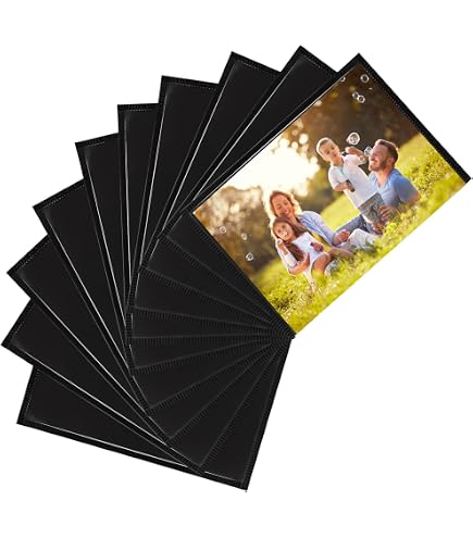IRICUS Cornici magnetiche per frigorifero, formato A6, 10 x 15 cm, confezione da 10 custodie magnetiche per frigorifero da 10,2 x 15,2 cm, tasche per armadietti, colore nero