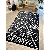 Kilim &Ccedil;ift Taraflı Kullanılabilir İskandinav Seri Dokuma Kilim Siyah-Beyaz