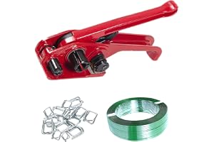 Handverktygssats för pallbandshållare, handbandsband set på 13–19 mm (tillbehör ingår 250 m polyesterfiber flexibel tejp 100 metallkrokar)