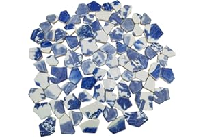BTMIEY 500g Porcelain Ceramic Mosaic Tiles,Broken Irregular Mosaic Tiles for DIY Craft Floor,Kitchen,Pool, Flower Pots Mosaic Making Supplies (Porcelain 12)