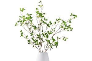 ‎DREMISLAND Dremisland 3 Stück Künstliche Ficus Zweige Kunstpflanzen Grün Blätter Spray 110 cm Künstlich Pflanzen Stämme Gefälschte Pflanze Künstliche Eukalyptus Zweig für Vasenfüller Zuhause Hochzeit Büro Dekor