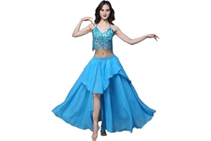 MUNAFIE Falda Larga con Abertura Faldas Irregulares para señoras Falda de Baile Vestido de Danza del Vientre Traje de Baile