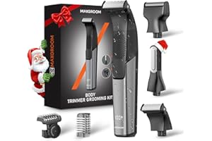 MAXGROOM Afeitadora Corporal Masculina 3 en 1, Depiladora Corporal Hombre con Peine Ajustable para Cuerpo y Zona Intima, en Seco y Húmedo, Pantalla LED y Recargable Tipo-C, Negro