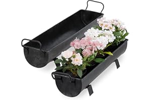 Relaxdays Balconnière gouttière Pot de Fleurs métal jardinière Zinc Jardin bac à Fleurs déco Set de 2, Anthracite