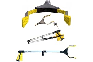 khzer Khzer32''Aluminum Litter Pickers Grabber Stick Lightweight Foldable Litter Picker with 360° Rotating Head and Magnetic Claw, Reaching Grabbers for disabled Adults, Children-yellow