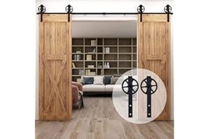 CCJH 183cm/6FT Herraje para Puertas Correderas Kit de Accesorios para Puertas Corredizas, Rodillo de Rueda Grande para Puerta Doble