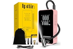 Ipflin Gonfleur de pneu sans fil – Pompe à vélo électrique portable 150 PSI avec affichage numérique, accessoires de pneus rechargeables pour voiture, vélo et moto avec manomètre et lumière LED.