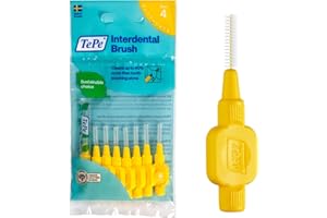 TEPE Brossettes Interdentaires, Originales, Jaune 0.7mm/ISO 4, 8pcs, élimine la plaque dentaire, nettoyage efficace entre les dents, pour espaces intermédiaires