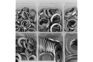 Arandela de resorte plana, Akozon Kit de herramienta de cerradura de acero inoxidable M5 M6 M8 M10 con caja de 200 piezas