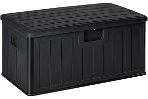 T-LOVENDO.ES Baúl exterior almacenaje de resina impermeable multiusos 410L | Arcón de jardín resistente a la intemperie | Almacenamiento de cojines, herramientas o juguetes | Cofre organizador con tapa y asas
