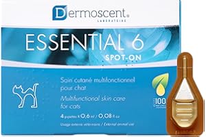 DERMOSCENT Essential 6 Spot-On | Innovatives Hautpflegeprodukt für Katzen | Hält die Haut feucht, das Fell glänzend, kontrolliert den Haarausfall, reduziert Gerüche und schützt mit natürlichen Inhaltsstoffen