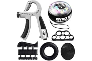 EASJOY Hand Grip Allenamento Avambraccio Gripper - Pacco da 6, Pinza per Avambracci Attrezzi, Attrezzo per Esercitare Le Dita, Finger Stretcher, Gyroball & Palla Antistress per Atleti