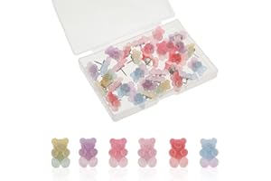 SDHIIOLP 36 chinchetas de oso colorido, lindas agujas para tablón de anuncios, chinchetas transparentes, chinchetas de animales de dibujos animados para manualidades, tableros de corcho, mapas de pared, fotos,