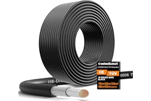 Oududianzi 100m Solarkabel 6mm2, Solarleitung H1Z2Z2-K Solar Kabel (10 bis 100m, 6mm²) Solar PV Kabel Verlängerung für Solaranlage Photovoltaikanlage Solarmodul Solarpanel (Schwarz,100m)