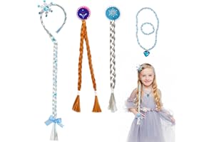 Dulynva Set di 5 Treccia Finta Capelli Bambini Principessa Parrucche Rapunzel Principessa Cerchi Per Capelli con Gioielli Bambina Intrecciata lunghe Trecce per Elsa Frozen Bambina Costume Cosplay