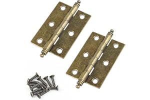 JJWNMLL 4 Bisagras de Puerta Antiguas de 63 mm x 43 mm - Plegables de Bronce Con Extremos de Bola para Muebles, Armario, Caja de Madera Retro, Caja de Joyería (4 Piezas)